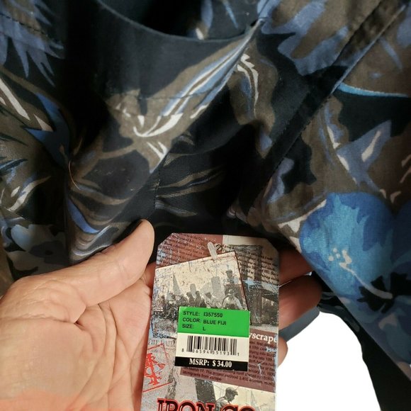 Iron Co Short Sleeve Button Front Island Floral Shirt Size L - Picture 6 of 8